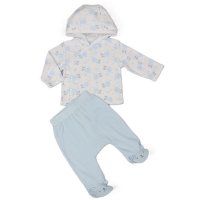 J13802: Baby Boys Stork Ribbed AOP Jacket & Footed Pant Outfit (0-6 Months)